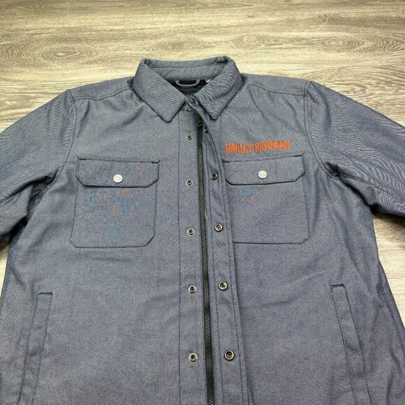 Harley Davidson Motorcycle Riding Shirt Jacket Operative Men's XL Textile Blue - Picture 8 of 16